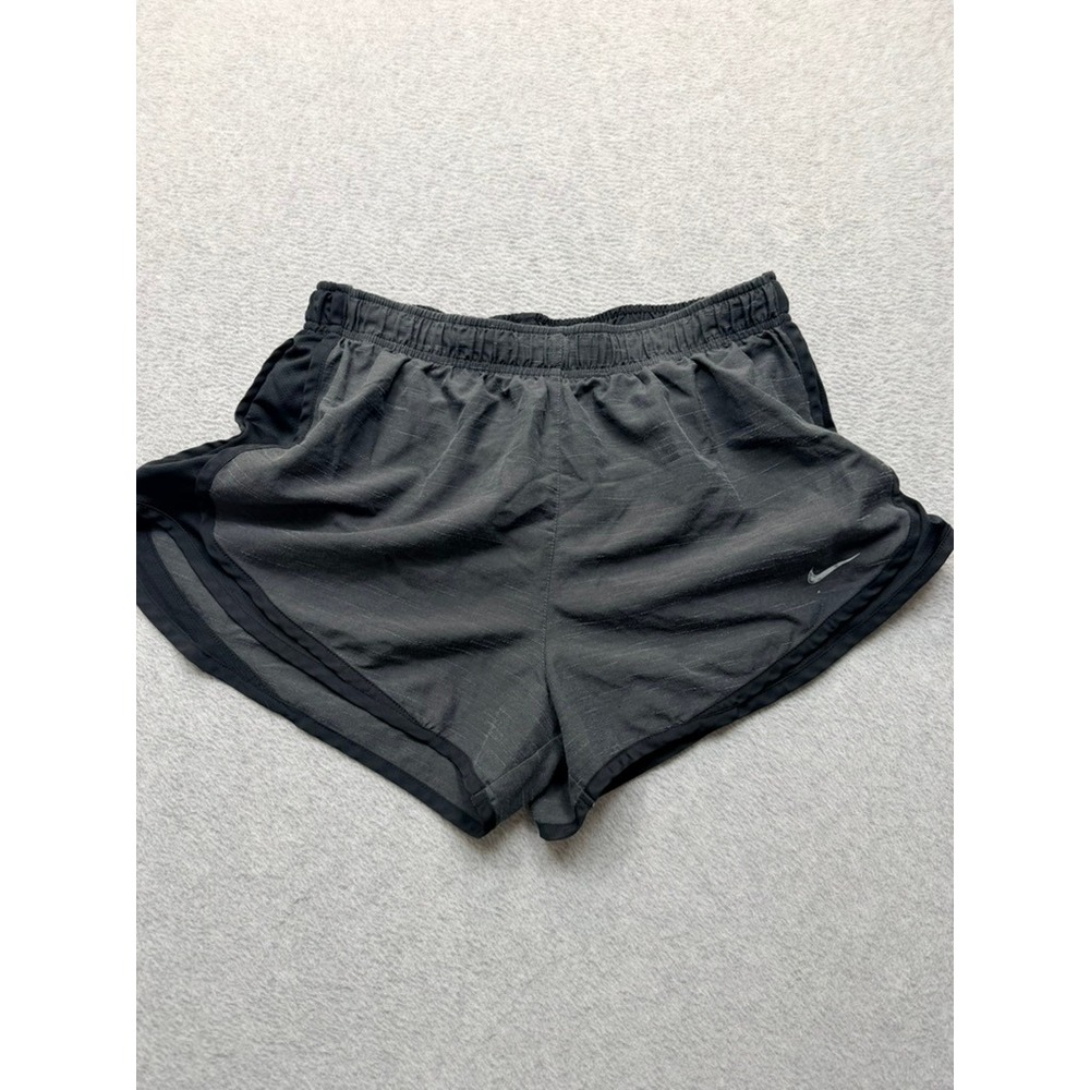 Nike Dri-FIT Women Running Shorts Large Gray Black Athletic Gym Workout 3 Inseam